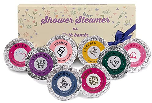 Bulk Shower Steamers Aromatherapy – Self Care Gift Set with 8PCS Unique Scented Shower Bombs. Natural Organic Melts for Women Mother's Day, Shower Fizzies for Bathroom Relaxing and Moisturizing Spa