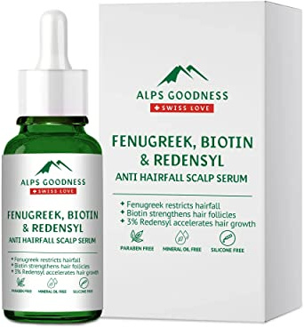 Alps Goodness Fenugreek, Biotin & 3% Redensyl Anti Hairfall Scalp Serum 30 ml | Hair Strengthening Scalp & Hair Serum For Hair Breakage & Loss | No Parabens, Sulphates, Silicones & Mineral Oil