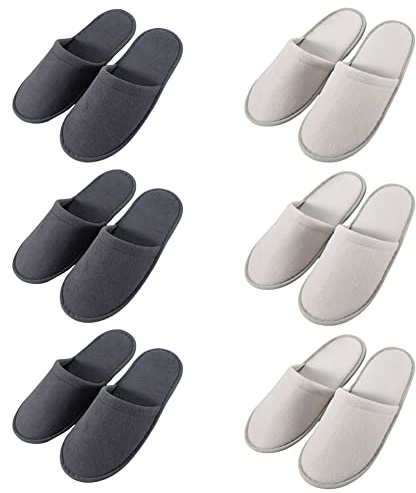 Teceyfeet 6 Paires Chaussons Jetables Pour Homme Femme Pantoufles Jetables Pour Hôtels Chaussons De Voyage Pantoufles Antidérapantes Utilisées Pour Les Voyages, l'Hôtel, Le Centre De Bien-Être, Le Spa