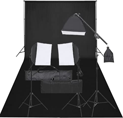 HOMIUSE Kit De Studio Photo avec Toile De Fond Lampes Et Parapluies Toile De Fond Taille 300x300 CM Vert Lumiere Video Kit D'éclairage Photographie Fond Photo Studio pour Photographie De Produits