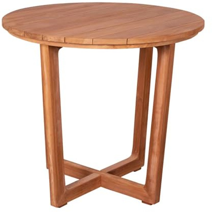 MR. DEKO® Gartentisch Retford Teakholz | Terrassentisch rund Ø85 x 75 cm (DxH) | Outdoormöbel Tisch | Stabiler Holz Tisch für Balkon, Terrasse, Wintergarten, Garten
