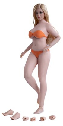 Fremego 1/12 Maßstab Weibliche Actionfigur,6 Zoll Weiblich Super Flexibel Gebräunte Haut Slightly Fat Große Büste Miniatur Action Figur T05B
