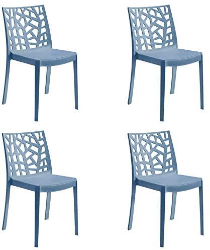 Totò Piccinni Sedia MATRIX in polipropilene design impilabile per esterno Made in Italy (4, Blu)