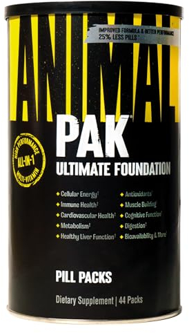 ANIMAL Pak Ultimate Foundation - Complejo Multivitamínico 12 en 1 con Vitaminas, Minerales y Aminoácidos - con Vitamina D3 K2 y Magnesio - 44 Paquetes