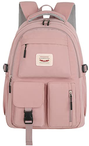 FIORETTO schulrucksack Teenager Mädchen Damen Schulranzen Schultasche School Bag Rucksack Schule 14 Laptopfach, Wasserabweisend & Leicht Rosa