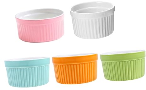 HEMOTON 5pièces Lot De Ramequins En Porcelaine Plats Four Ustensiles De Cuisson Pour Salades Riz Fruits