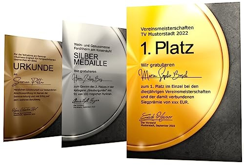 Urkundenpapier MEDAILLE Set Gold Silber und Bronze 3x15 Blatt