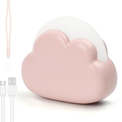 Jinlaili Luz Nocturna Infantil Nube, LED Luz Quitamiedos Bebé Recargable, Plástico Lámpara Noche Niños Portátil, Lamparas de Mesita de Noche Infantil, Regalo Bebé Recien Nacido Niña (Rosa)
