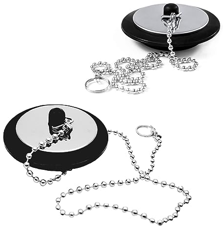 YUNYU 2 tappi universali per vasca da bagno, tappi di ricambio per lavello, tappo di scarico per bagno, cucina, lavello con catena in acciaio inossidabile (dimensioni da 4,2 cm a 4,5 cm, catena 41,9