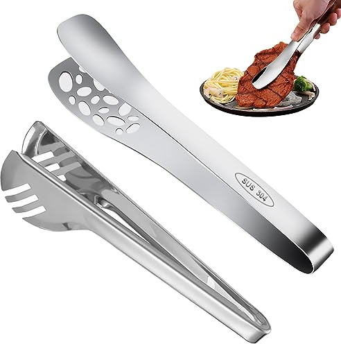 2er-Pack Spaghettizange, Servierzange, Küchenzange, Fleischzange, Nudelspender, Salatzange aus Edelstahl, für Pasta, Bratenfleisch, Obstzange, spülmaschinenfest