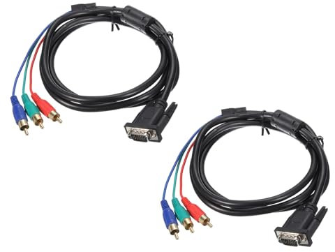 sourcing map VGA to RCA Cable, 1.5M/5ft Adapter Cable 3RCA to VGA Cable for Computer TV, Pack of 2