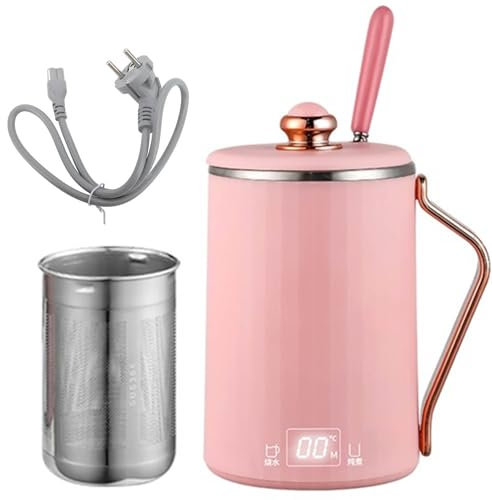ZORZA Faitout électrique Portable, Bouilloire à thé multifonctionnelle en Acier Inoxydable, Chauffage Rapide, Puissance 300 W, contrôle Intelligent, infuseur Amovible,Rose