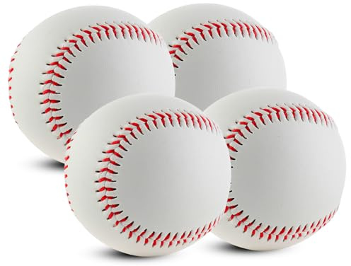 BYZESTY 4 Pezzi Palline da Baseball, Cucite a Mano, Morbide, 9 Pollici, PU, per Adulti e Ragazzi, Giochi da Baseball Professionali