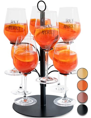 SpritzUpYourLife Getränke Tower ohne Montage - Aperol Ständer für 8 Gläser - Bar Zubehör für Gastronomie - Cocktail Tower und Champagner Geschenk - Alternative zur Aperol Maschine (schwarz)