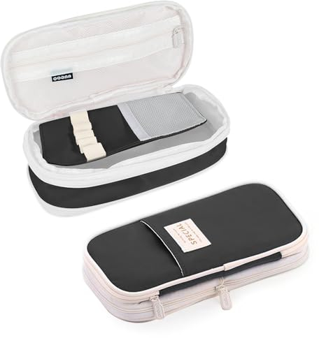 xiaoxiaozhijia Federmäppchen Groß, Federmappe Groß, Pencil Case Aesthetic, Mäppchen Teenager, Federtasche für Jungen Mädchen (Schwarz)