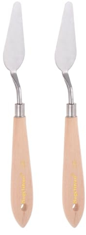 QUARKZMAN 2pz No.10 Spatole per Pittura Spatola a Punta | Acciaio Inossidabile, con Manico Legno di Faggio, per Diffusione Miscelazione Tela Pittura Olio Acrilica