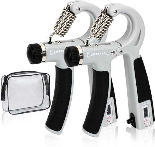 Musculation Main Kit de 2, Hand Grip Musculation, Entraîneur de Doigts, Musculation Avant Bras, Avant Bras Muscu, Handgrip, Anti Stress Adulte, Appareil de Musculation, Résistance Réglable