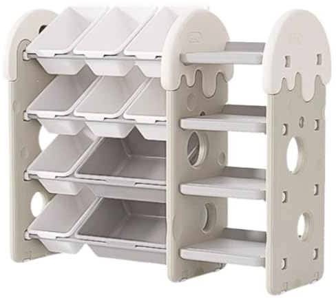 Spielzeugregal Spielzeug Organizer 4-stufiges Spielzeug-Organizer-Bücherregal Aus Kunststoff Mit 10 Herausnehmbaren Spielzeugbehältern, Spielzeug-Organizer, Aufbewahrung Für Das Spielzimmer Spielzeug