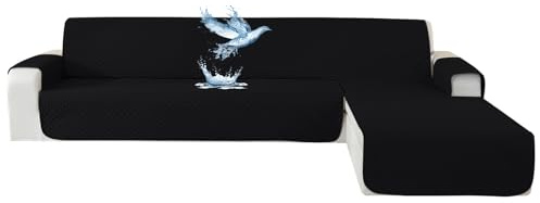 YSTELLAA Couchbezug L Form 2 Sitzer 100% Wasserdicht, Sofa Überzug Ecksofa rutschfest, Couch Bezug L-Form Universal, Reversibel Couch Überzug Ecksofa Waschbar, Schwarz