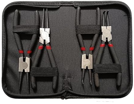 VFANDV Set Pinze per Anelli di Sicurezza, 4 Pezzi Dritti Pinza Seeger con Maniglie Antiscivolo Piegati Pinza Seeger Maniglie Antiscivolo Pinze per Anelli di Sicurezza Set per Interni Esterni