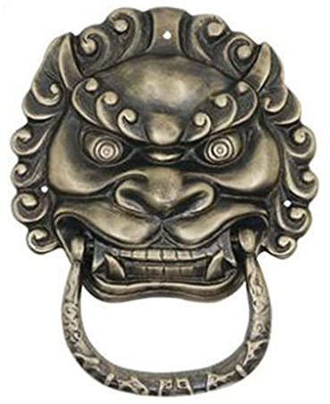 ZZZOLX Türklopfer, Haustürklopfer, Türklopfer, antiker Messing-Türgriff, Löwenkopf-Türklopfer, Reiner Kupfer-Tierkopf, Hof-Haustür (Color : Bronze, Size : 15.5Cm Diameter)