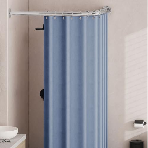 Viertelkreis Duschvorhangstange, Vorhangstange Ohne Bohren, Rostfreie L-förmige Edelstahl-Eck-Badvorhangstange Für Badezimmer Badewanne Bekleidungsgeschäft Ga(Size:D 70-95cm x 105 -165cm,Color:Silber)
