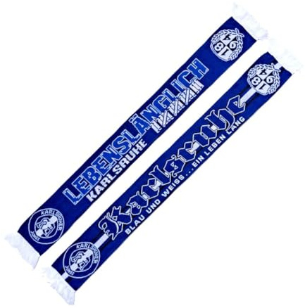 Wallitschek Karlsruhe Schal - Lebenslänglich, blau-weiss, Fussball, 1894, Fanschal, Strickschal