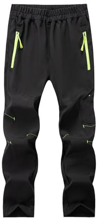 XINYUNZU Schneehose Kinder Softshellhose Wasserdicht Winddicht Skihose Thermohose Winterhose Warm Ski Hose Wanderhose Regenhose Snowpants Outdoor Hosen für Jungen und Mädchen Sale Schwarz 9 Jahre
