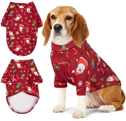 Kiiwah Weihnachten Hundepullover, Winter Warmer Hund Katze Pullover Kleidung Haustier Mantel Kostüm Welpenpullover Pullover Bekleidung für kleine mittelgroße Hunde