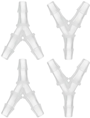 PATIKIL Raccordo Portagomma T Plastica 1/4, 4Pz Uguali Forma Y Giunto 3 Vie Splicer Mender Adattatore Unione Incrocio Diviso per Tubi Aria Acqua Carburante Gas Liquido, Trasparente