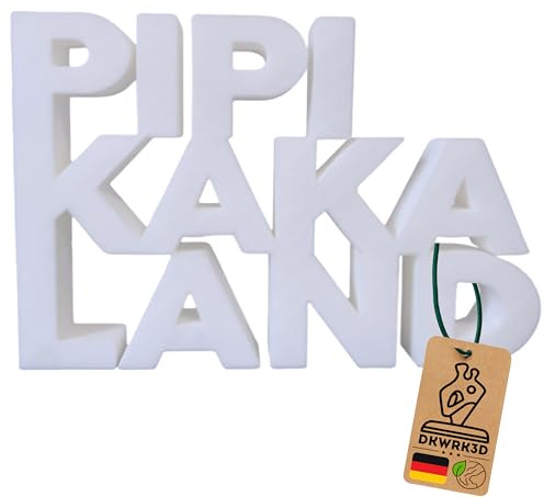 DKWRK3D Pipi Kaka Land Schild - Kunststoff Aufsteller Gästebad Deko - Toilette Bad Schriftzug - WC Schild Lustig - Toilettenschild Badezimmer - Gäste WC Bild - Witzige Pippikakka (Weiß, M)