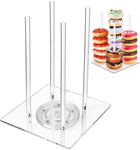 Acrylic Donut Stand | Clear Donut Display Stand | Acrylic Stand | Wedding Donut Stand Acrylic | Clear Display Stand, Donut Stand Rotating Base For Birthday, Wedding, Baby Shower