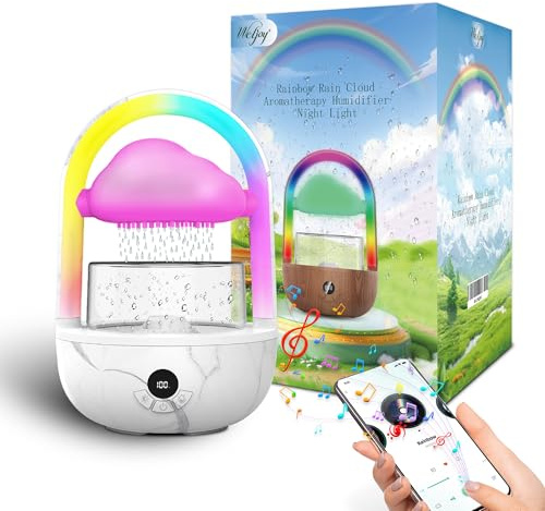 Regenwolken Luftbefeuchter Mit Regenbogenlicht, Weljoy Humidifier Mit Exklusive APP, Luftbefeuchter Schlafzimmer Mit Marmortextur & 7 Farben LED-Lichtern, Raumbefeuchter Für Schlafen/Entspannung