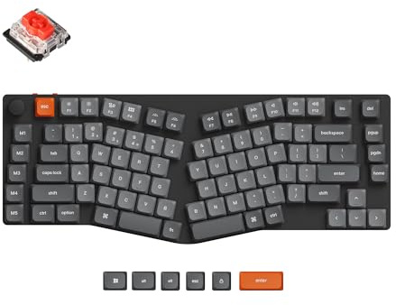 Keychron K15 MAX Tastiera meccanica wireless, 2,4 GHz/Bluetooth/USB-C, LED Bianco, QMK/VIA, Macro programmabili, PBT Keycaps, Per Mac Windows, Super Red Switch