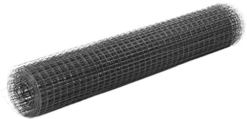Xichuzi Drahtzaun Stahl mit PVC-Beschichtung 25x1 m Grau, Maschendrahtzaun, Gartenzaun, Hühnerzaun, Hundezaun, Hasendraht, Draht Zaun 143641