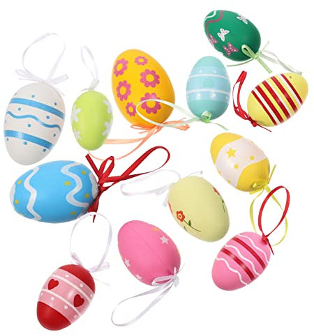 Amosfun Ornament Für Ostern 12 Ostereier Hängedekor Vorgefüllte Ostereier Dekorative Eier Für Jungen Und Mädchen