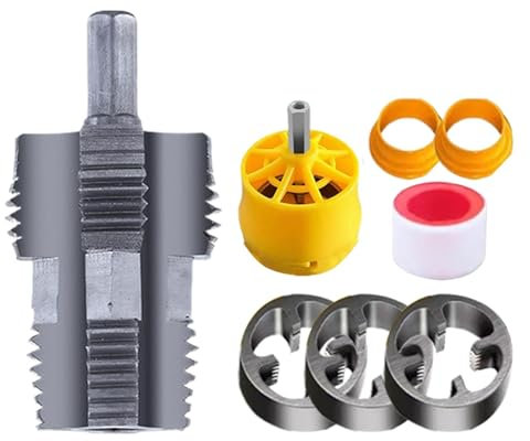 Wezalget Herramienta para hacer roscas de PVC | Juego de matrices para roscar tuberías Juego roscado para tuberías de agua con taladro eléctrico | con 3 matrices: 1/2 pulgada, 3/4 pulgada y 1 pulgada