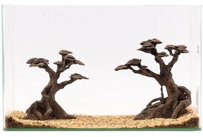 NatureHolic Stone Bonsai Kasei Twin | Akvariumdekoration set om 2 | Träd av konstharts | Vattenneutral & för plantering | Naturlig och detaljerad dekoration för akvarier | Perfekt för akvarier från 60
