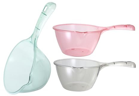 Mikikit 3piezas Cucharón De Agua De Cocina Transparente Cucharón De Cocina De Mango Para Regar Plantas Herramienta De Baño Para Ducha De Baño
