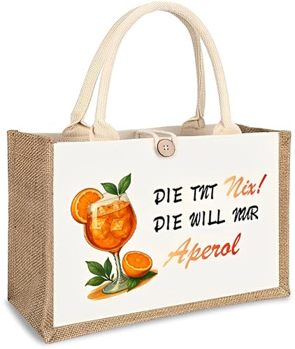 GEVECORI Aperol Geschenk Tasche Premium Jutetasche XXL, Geschenkset Aperol Spritz Accessoires für Damen, Kollegin & Freundin, Perfekt für Gartenpartys & Spritztouren