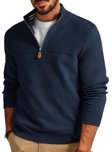 PJ PAUL JONES Troyer Pullover Herren mit Reissverschluss Arbeitspullover | Half zip, rollkragenpullover, v-ausschnitt, feinstrick, soft, winter warm