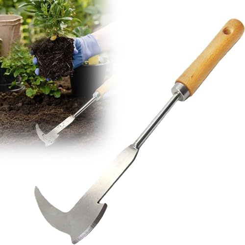 Desbrozador De Grietas En Aceras,Escardador Manual De Hierba En Forma De L | Herramienta de Jardinería Extractor de Hierbas con Mango Largo Ergonómico para Jardín Terraza