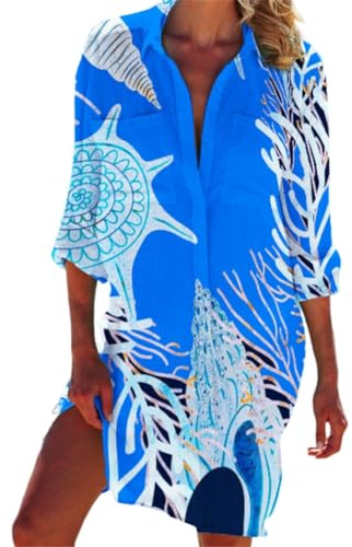 Treer Strandkleid Damen, Eleganter Cover Up Sarong Sonnenschutz Kleid, Leicht Strandponcho für Damen, Sommerkleid für Bikini, Urlaub, Pool, Party