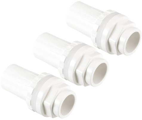 TA-VIGOR PVC Water Tank Pipe Connector, 20mm DN15 Aquarium Fittings Drain Adapter, Durable Joint Straight Tube Hose Accessory with Sealing Gaskets for Fish Tanks, Buckets- 3 PCS