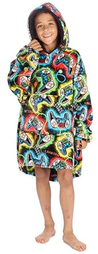 Kids Gaming Hoodie Blanket Oversized for Boys & Girls – Cozy Wearable Hooded Fleece Trow Sweatshirt Cosy Big Jumper - Gamer 2