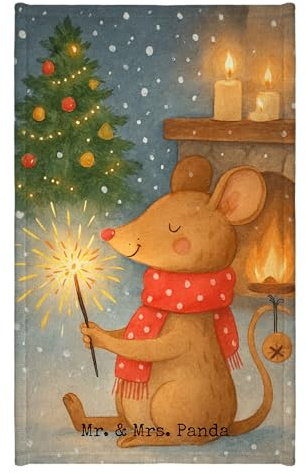 Mr. & Mrs. Panda Handtuch Maus Weihnachten Design - Geschenk, Gästehandtuch 30x50, Mäuschen, Frohe, Weihnachtsgruß, Frotteetuch, Weihnachtsmotiv, Gäste-WC, Badezimmer, Klein