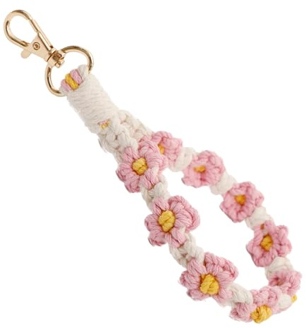 Schlüsselanhänger Rosa,Auto Zubehör Innenraum,Plüsch Keychain,Schlüsselband,Band Makramee Schlüsselbund,Anhänger Mädchen Geschenk,Handtasche Essentials,Taschenanhänger,für Frauen,Clean Girl Must Haves