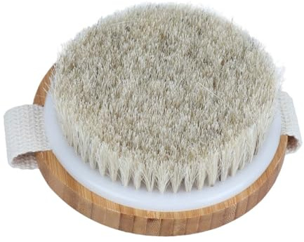 DECOMELODY Spazzola la Schiena e Corpo in Crine di Cavallo, Spazzola Esfoliante per Pelle Secca, Massaggiatore Dry Brushing, Stimola Circolazione e Ammorbidisce la Pelle per Uso