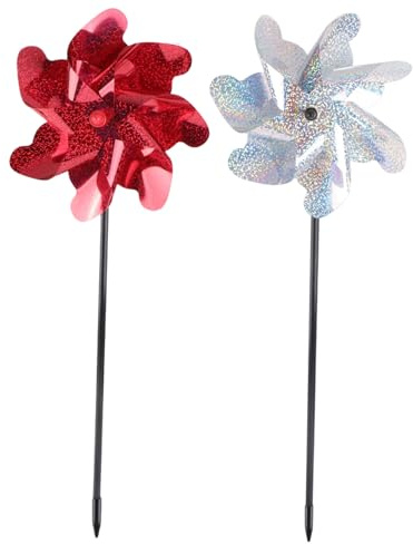TOBBOMEY 2 pièces Moulin à Vent Anti-Oiseaux Réfléchissant pour Jardin et Balcon Outil de Protection Pigeons et Nuisibles Décoration Extérieure Rotative et Lumineuse Couleur Aléatoire