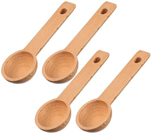 jojofuny Cucharas Medidoras de Madera de Haya 75 Ml Juego de 4 Unidades para Café Molido Té y Repostería Accesorio de Cocina Compacto y Versátil para Mediciones Precisas